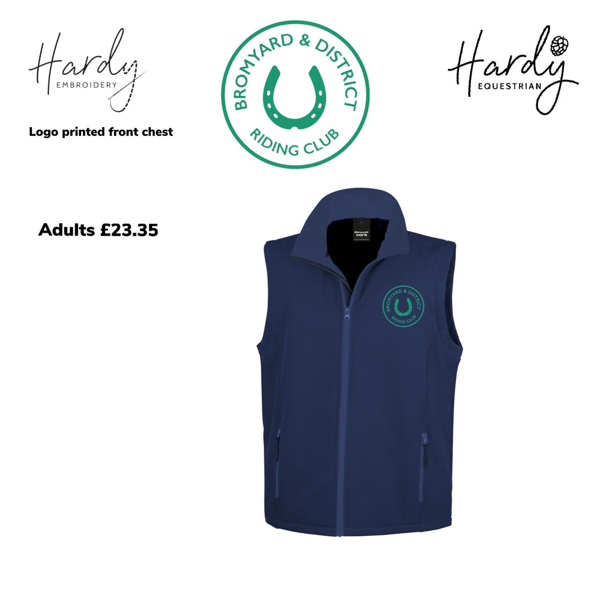 Bromyard Riding Club Softshell Gilet Hardy Equestrian