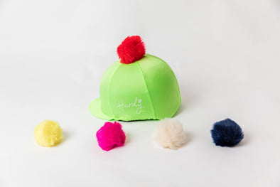 Hardy Equestrian Perton Lime Green Hat Silk With Removable Pom Pom