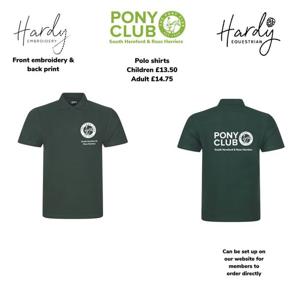 South Hereford And Ross Harriers Pony Club Short Sleeved Polo Shirt