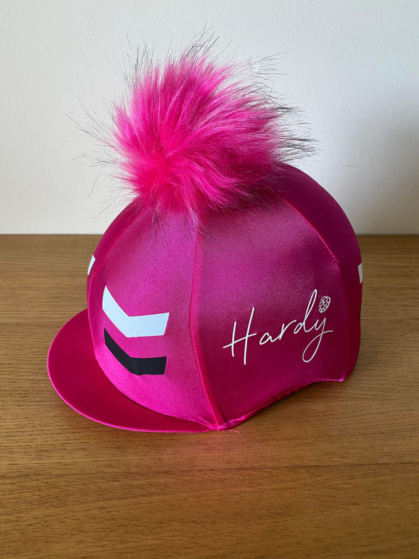 Hardy Equestrian Chevron Hat Silk With Removable Pom Pom 2