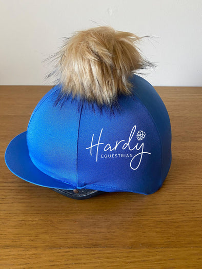 Hardy Equestrian Perton Sea Blue Hat Silk With Removable Pom Pom