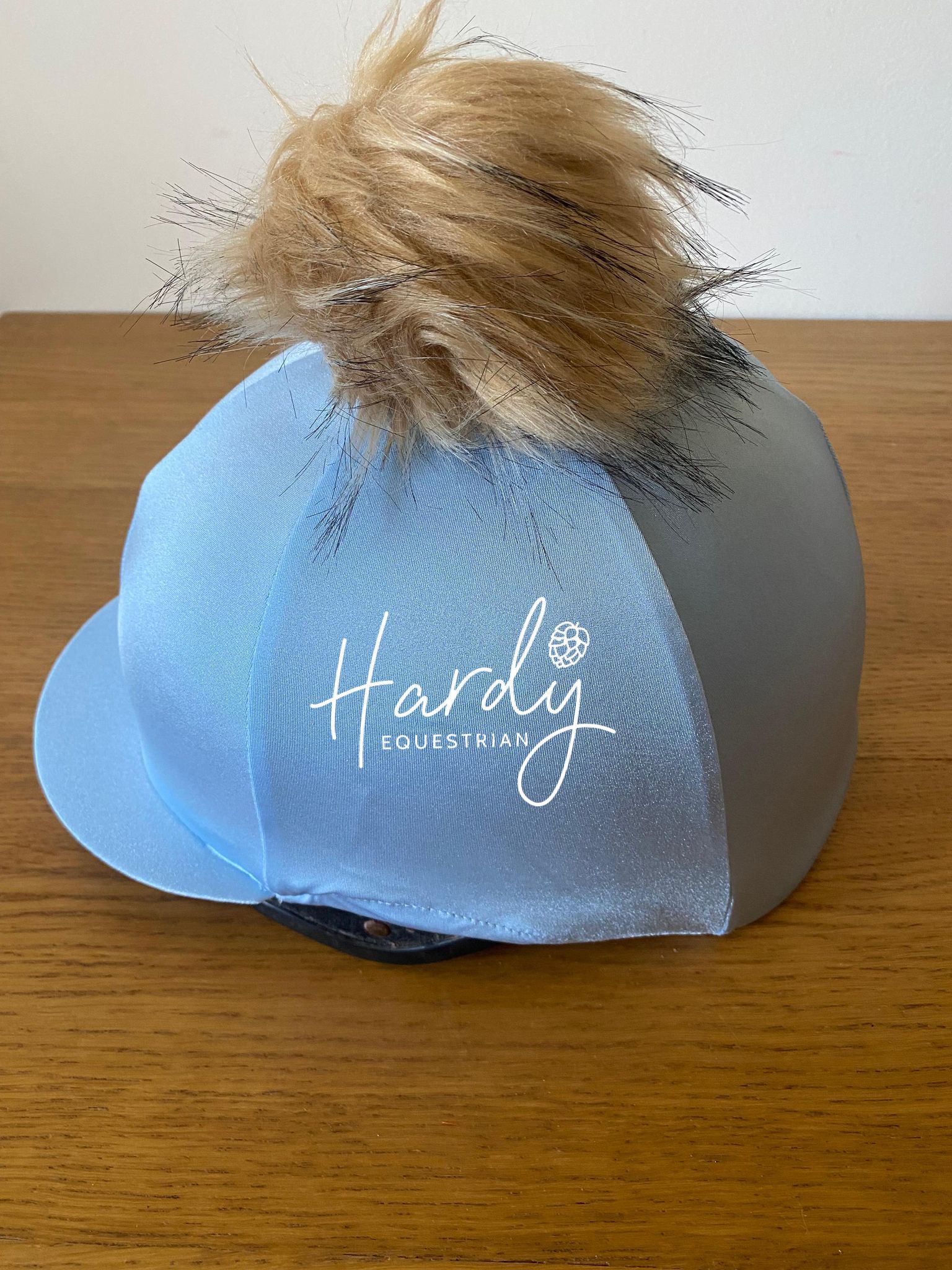 Perton Light Blue Hat Silk With Removable Pom Pom: Hardy Equestrian (UK)