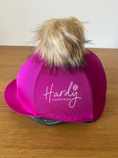 Hardy Equestrian Perton Dark Cerise Hat Silk With Removable Pom Pom