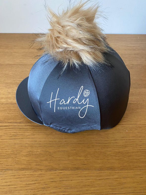 Hardy Equestrian Perton Dark Grey Hat Silk With Removable Pom Pom