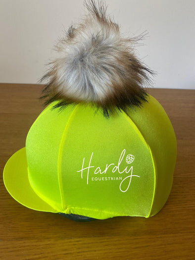 Hardy Equestrian Perton Fluorescent Yellow Hat Silk With Removable Pom Pom