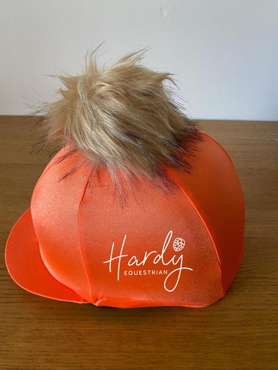 Hardy Equestrian Perton Orange Hat Silk With Removable Pom Pom