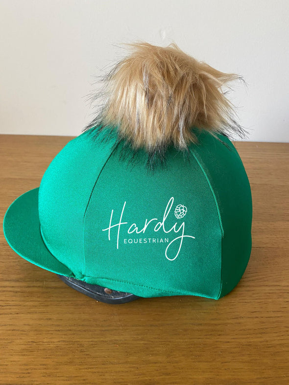 Hardy Equestrian Perton Emerald Green Hat Silk With Removable Pom Pom