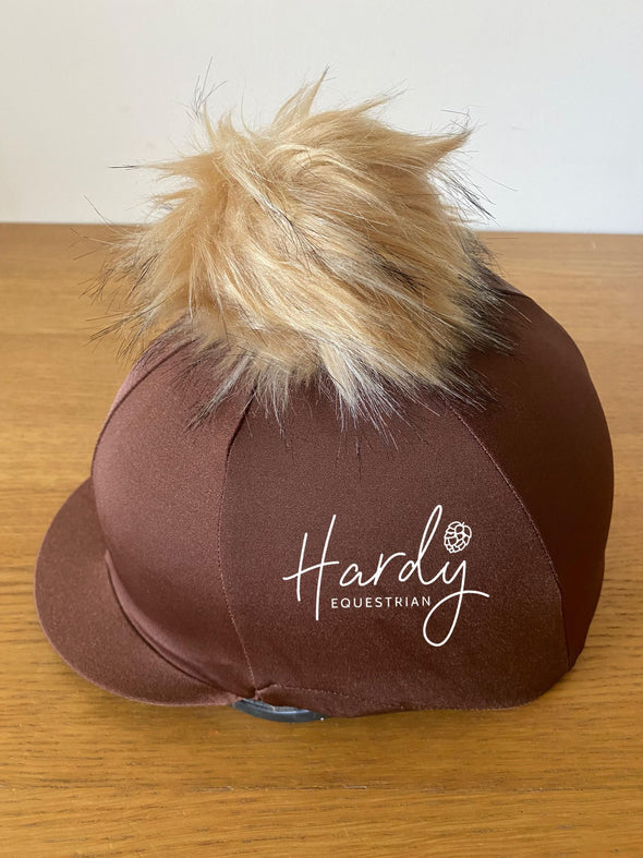 Hardy Equestrian Perton Brown Hat Silk With Removable Pom Pom