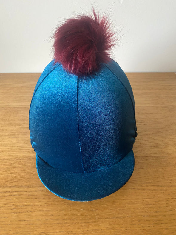 Hardy Equestrian Perton Velvet Hat Silk With Removable Pom Pom 2
