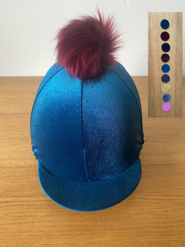 Hardy Equestrian Perton Velvet Hat Silk With Removable Pom Pom