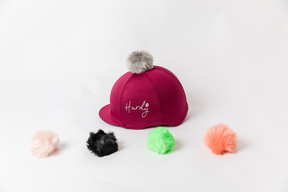 Hardy Equestrian Perton Maroon Hat Silk With Removable Pom Pom