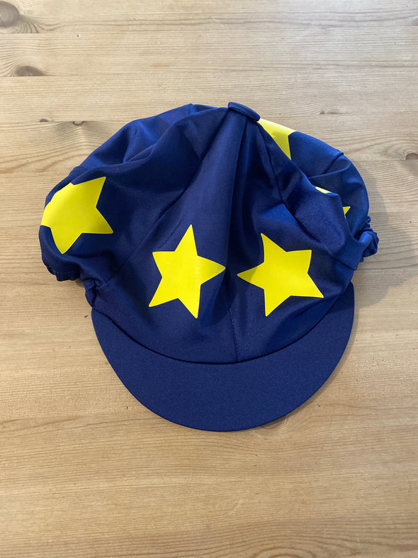 Radnor And West Hereford Pony Club Navy And Yellow Stars Hat Silk