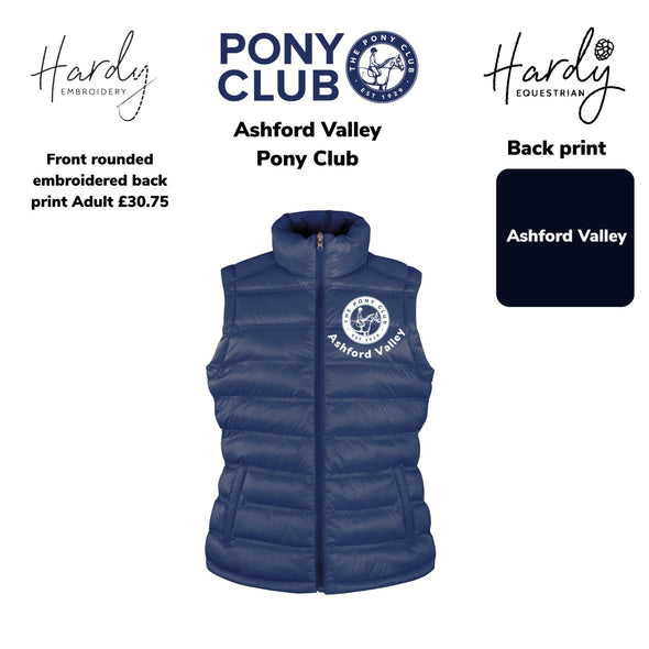 Ashford Valley Pony Club Adult Padded Gilet
